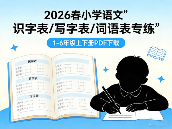 2026春小学语文《识字表/写字表/词语表专练》PDF下载1-6年级上下册