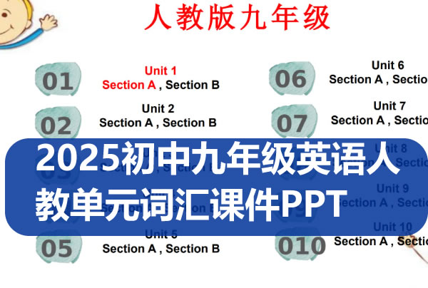 2025初中九年级英语人教单元词汇课件PPT