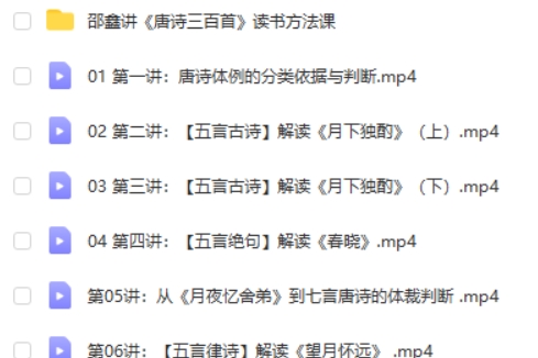 邵鑫唐诗三百首40讲完结网课视频