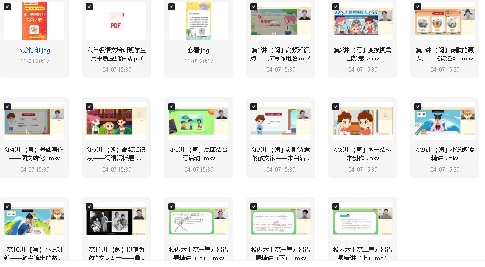 25年希望学小学1-6语数英网课程视频合集第21张