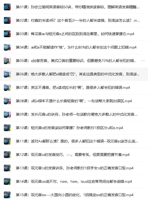 孙志立简明英语音标教程50讲全套视频下载第2张