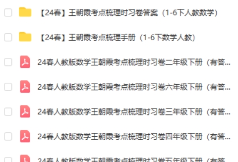 2024春王朝霞考点梳理时习卷(1-6下人教数学)
