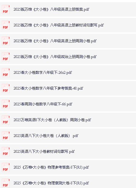 2025初中三年春《万维大小卷》全科，含答案第7张