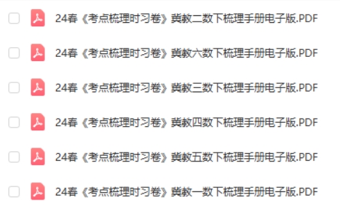 2024王朝霞考点梳理手册(1-6下冀教数学)