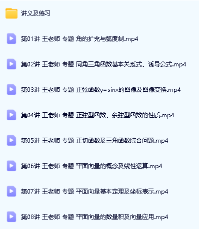 王春辉高一数学同步提高必修4课程(人教A版)第2张