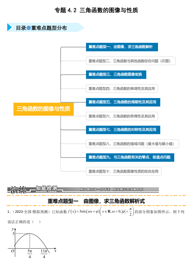 2026《高考数学&bull;一轮复习重点难点题型》精练 专题4.2 三角函数的图像与性质(十类重难点题型精练)