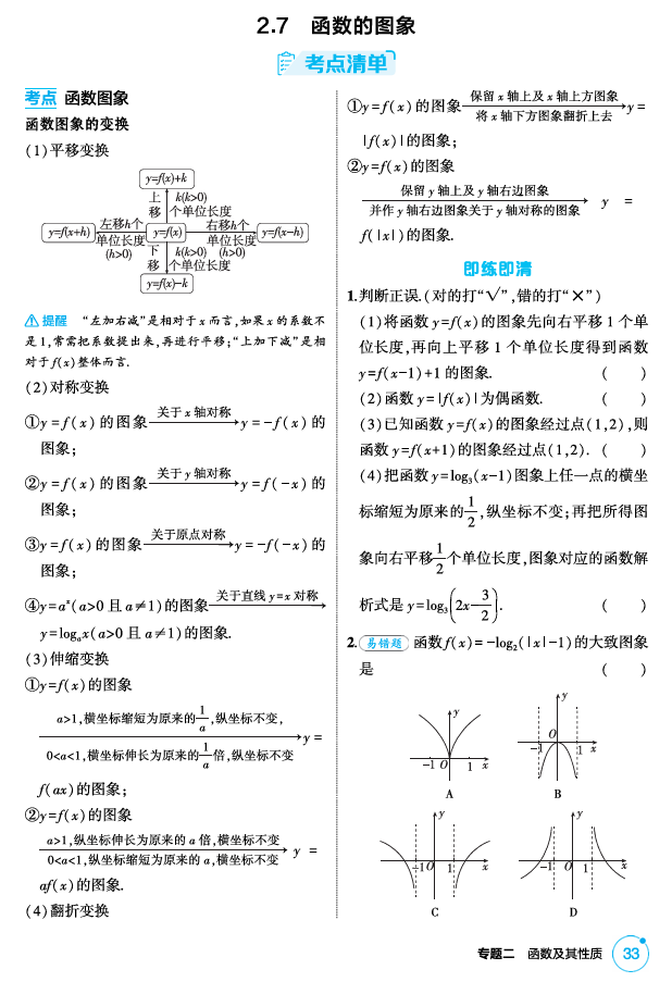 2026《53高考总复习A版》数学 精讲 2 7 函数的图象