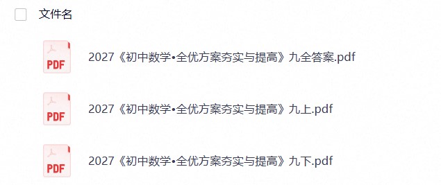 2027《初中数学&bull;全优方案夯实与提高》九全
