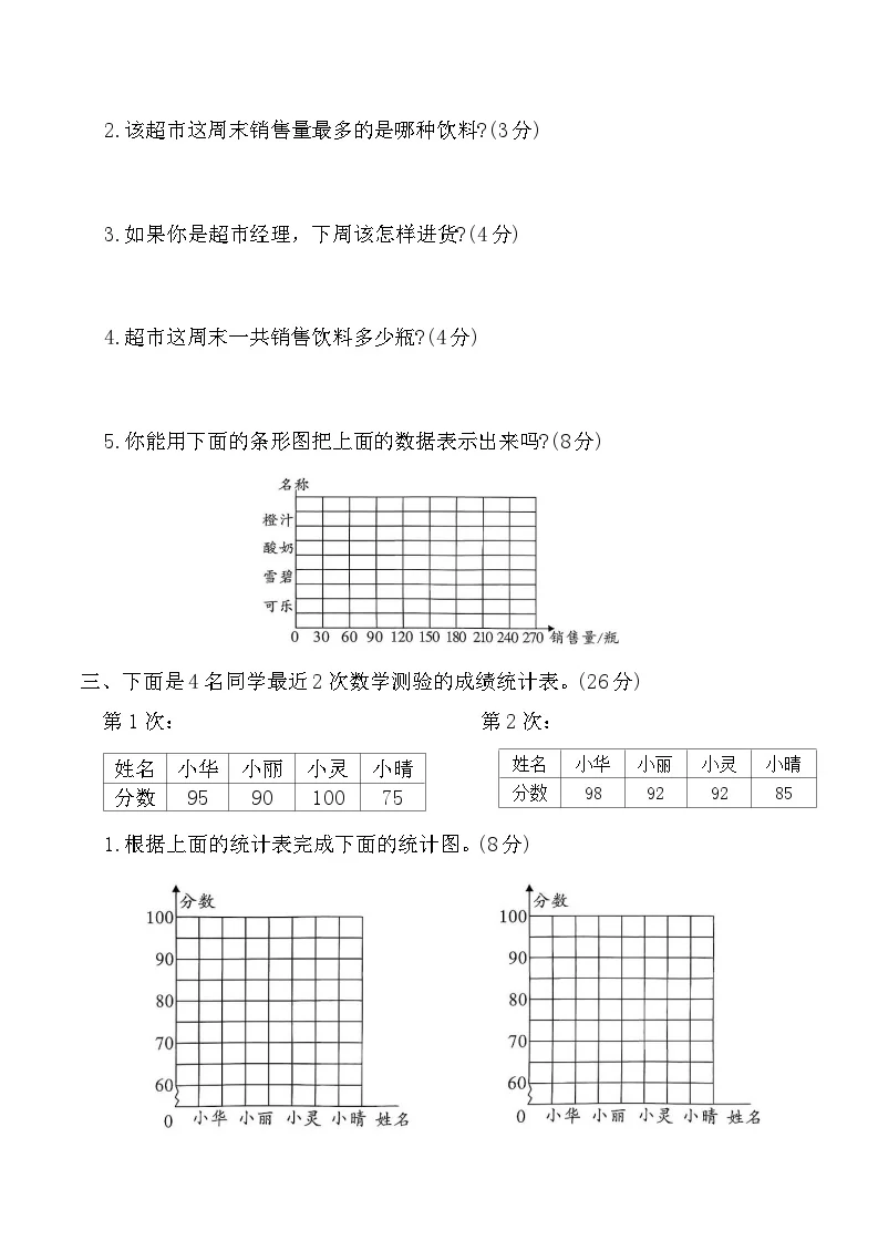 寒假巩固测试卷-统计与数学广角（单元测试）2025-2026学年四年级数学上册人教版（含答案）